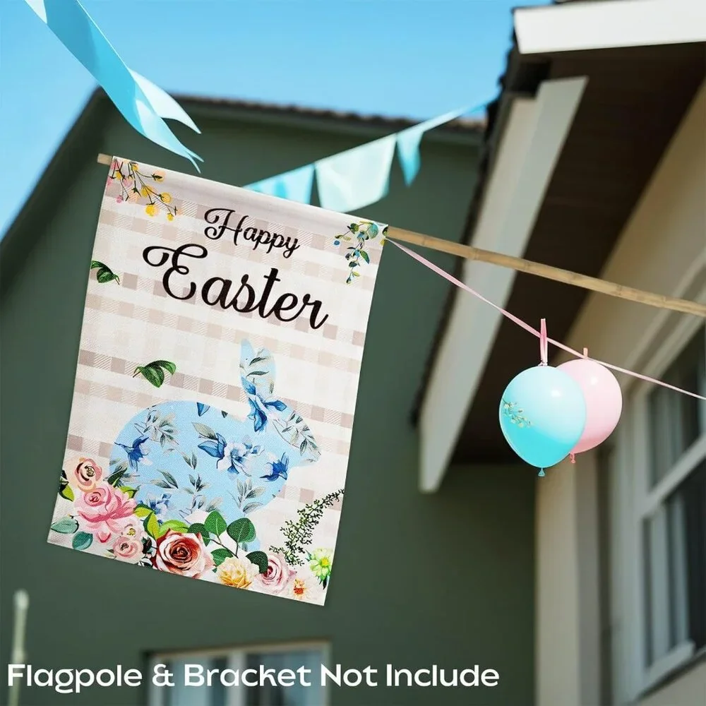 Easter Garden Flag 12x18 Double Sided - Bunny Rabbit Floral Spring Yard Decor